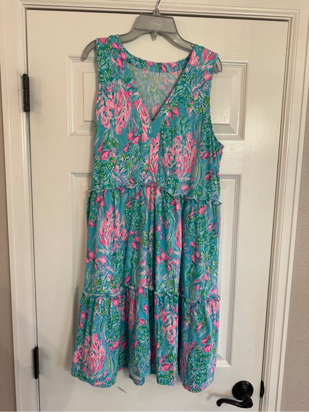Lilly Pulitzer Amalfi Swing Dress Blue/green and Pink Medium - Picture 2 of 9